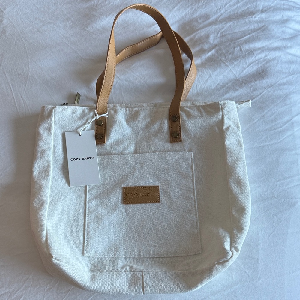 Cozy Earth Cream and Tan Tote Bag